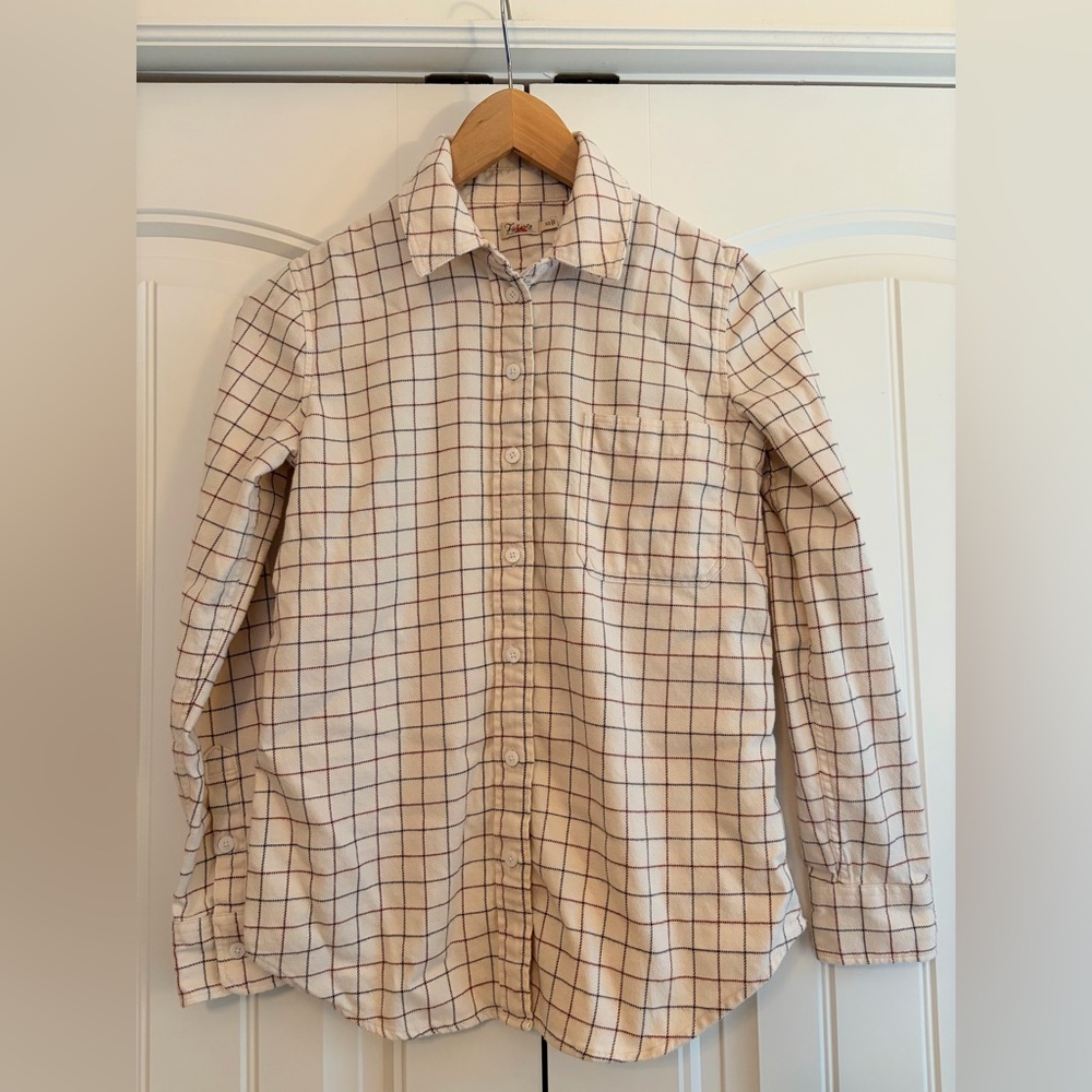 Faherty Classic Super Brushed Flannel Shirt In Barnswell Windowpane Plaid Sz XS